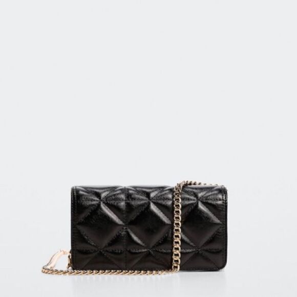MANGO Quilted bag with chain handle in black NWT - Picture 5 of 7